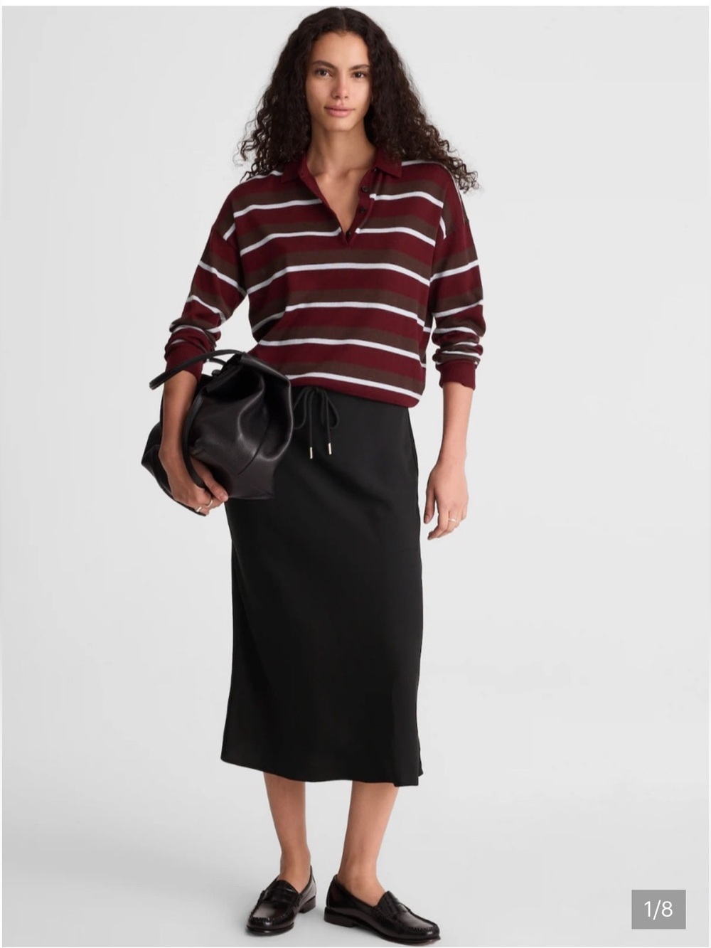 Madewell Drawstring Slip Skirt in 100% Linen - Black